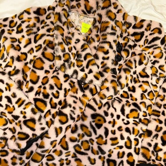 Playing for Keeps Faux Fur Leopard Print Pullover Sweater Womens Size Large NWOT - Picture 12 of 13